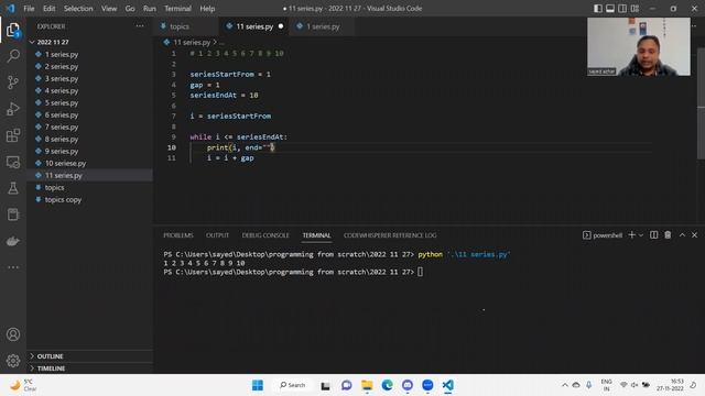 28 Print series in one line in python | Python stop line change