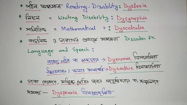 Dyslexia, Dysgraphia, Dyscalculia, Dysnomia, Dysarthria, Dyspraxia: Learning Disabilities