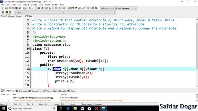 Create a Class TV That Contain Attribute | Constructor of TV class to initialize All attribute - 50