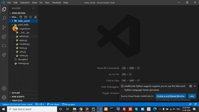 Simple print Hello World in Django