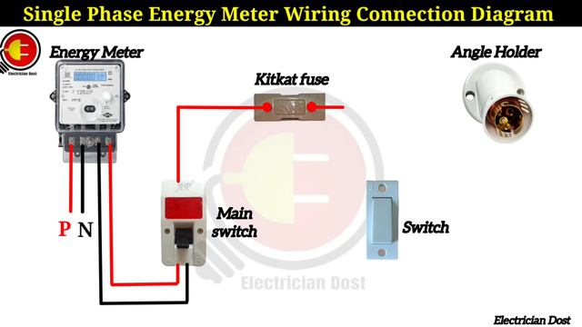 Single Phase Energy Meter Wiring Connection Diagram #energymeter @ElectricianDost