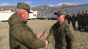 Поздравление российских миротворцев в Нагорном Карабахе с Днем защитника Отечества