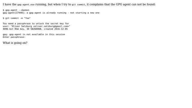 Why does git complain that no GPG agent is running? смотреть онлайн