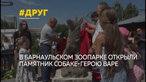 В барнаульском зоопарке "Лесная сказка" открыли памятник собаке-герою Варе