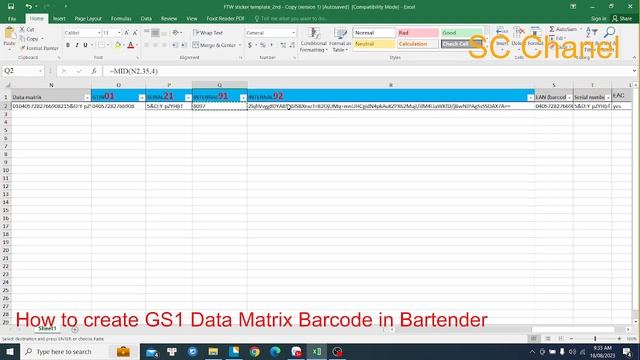 How to create GS1 datamatrix barcodes in bartender