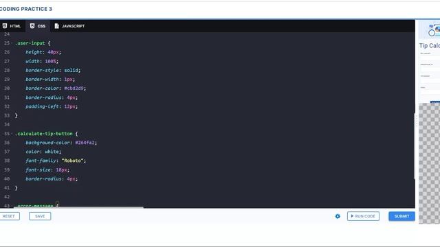 ccbp | Introduction to JS | Tip Calculator | Coding Practice 3