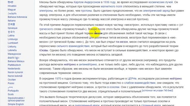 Элементарные частицы | этимология слова мюон
