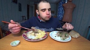 МУКБАНГ/АСМР КАША ПШЕННАЯ С РИСОМ/СОУС/ВАСАБИ/ ХОЛОДЕЦ/ЗЕЛЕНЬ/ХЛЕБ/ОБЖОР/EATING/ASMR/Mukbang#399