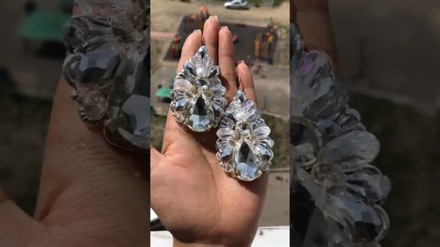 Свадебные украшения, Свадебные Серьги, Серьги с камнями, массивные Серьги, серьги ручной работы