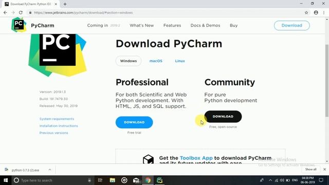 Session 2 - installation of python idle and pycharm