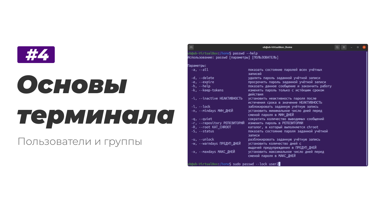 4. Основы терминала Linux. Пользователи и группы