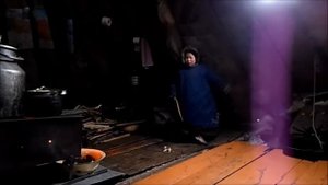 primitive tribal life of north nomads in arctic. raising kids in tundra