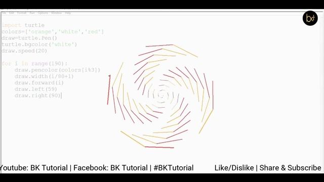 Python Turtle - Drawing Python Graphics - Using Python IDLE | Multi Color Shape By #BKTutorial