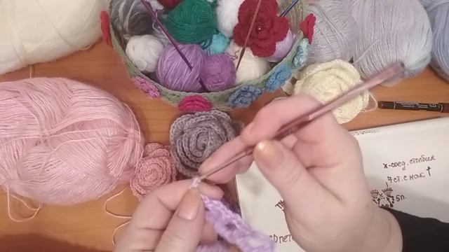 #розы#коврик#крючок #вязание