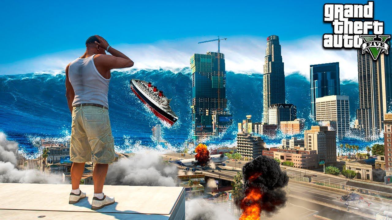 ОГРОМНЫЙ ЦУНАМИ И ТОРНАДО РАЗРУШИЛИ ГОРОД ЛОС САНТОС В ГТА 5 МОДЫ! ОБЗОР МОДА В GTA 5! ВИДЕО MODS смотреть онлайн