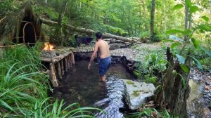 3 DAYS solo survival CAMPING. FISH, CATCH and COOK. Building BUSHCRAFT SHELTER. 30KG Giant MUSHROOM