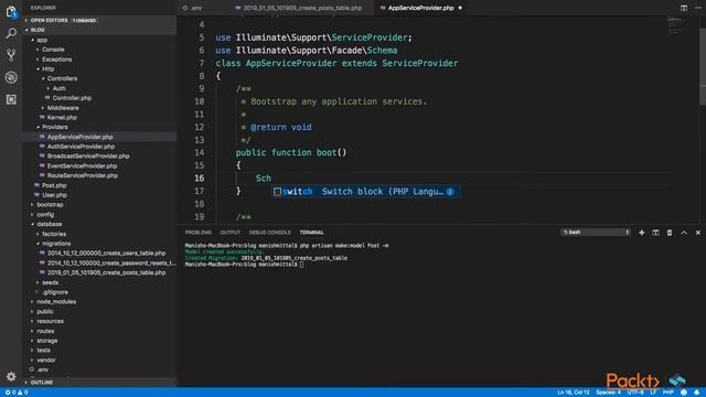 Hands-On Web Application Development with Laravel:  Setting Up DB and Writing | packtpub.com