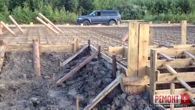 Процесс строительства плитного фундамента смотреть онлайн