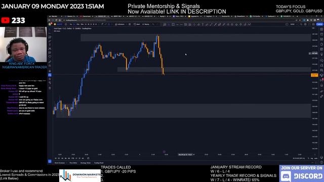 LIVE FOREX TRADING LONDON SESSION - (GOLD, GBPJPY, GBPUSD) - JANUARY 9 2023 (FREE EDUCATION)