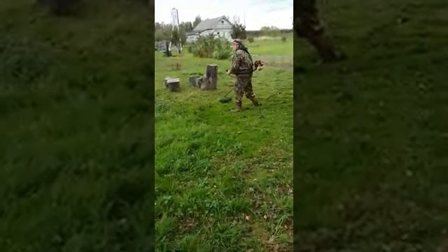 Муж доверил ответственную миссию:косить траву газонокосилкой. смотреть онлайн