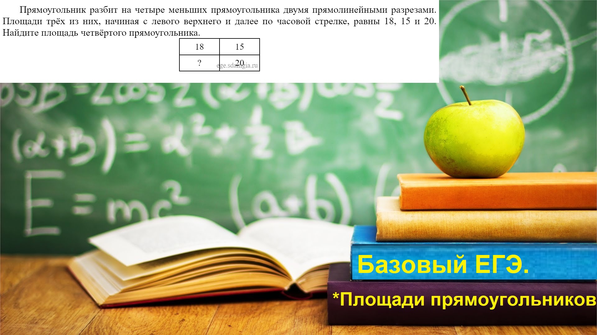 Базовый ЕГЭ 2025. Задание 21. Площади прямоугольников.