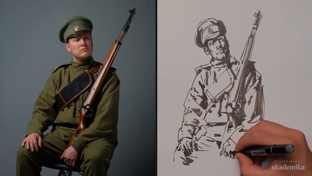 «ПОРТРЕТНЫЙ НАБРОСОК МАРКЕРОМ» Видео-урок от Василия Аникина | Онлайн-школа Akademika