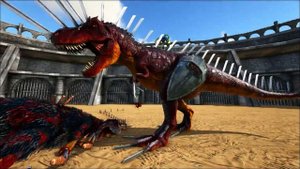 EDGELORD T-REX SWORDSHIELD VS YUTYRANNUS, T-REX & LAND SPINO ALTISPINAX(ARK SURVIVAL EVOLVED BATTLE