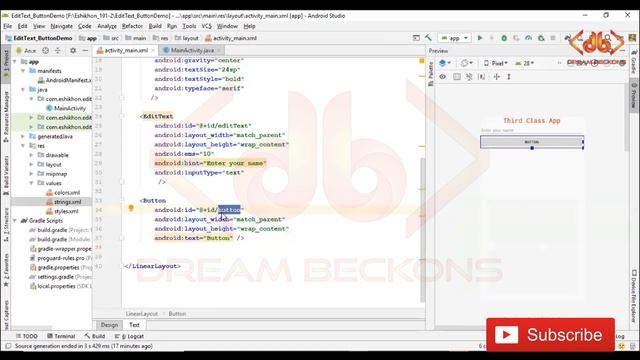Android Button intent and Activity | Android Toast click button