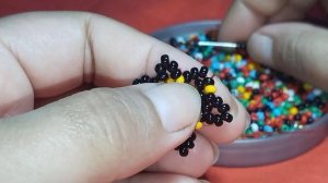 DIY Bead's flowers ??️ design with Red Black & pink coloured patterns