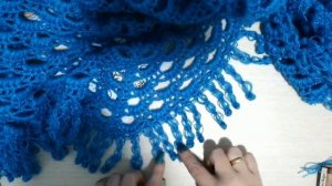 ШАЛЬ "КАПЛИ ДОЖДЯ" АВТОРСКАЯ ОБВЯЗКА ШАЛИ, ВОЗДУШНАЯ ОБВЯЗКА КРАЯ ШАЛИ, ШИКАРНАЯ ШАЛЬ КРЮЧКОМ БАКТУ