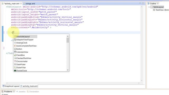 Project Table Layout- Eclipse-Android Project