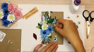 Открытка своими руками / Скрапбукинг //handmade scrap with flowers / Card step by step