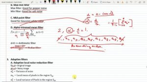 Lecture 25 : Image Restoration (Filtering Techniques)