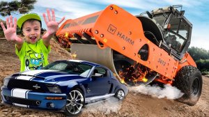 КАТОК ПЕРЕЕХАЛ MUSTANG!  Закатали машинку в асфальт! 33 Несчастья №2