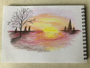 КАК НАРИСОВАТЬ ПЕЙЗАЖ КАРАНДАШАМИ // ЗАКАТ // РИСОВАНИЕ ДЛЯ ДЕТЕЙ // ПРОСТОЙ РИСУНОК КАРАНДАШАМИ
