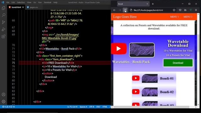 Improving the Webpage Layout | Audio website from scratch using HTML CSS Python and Java Script