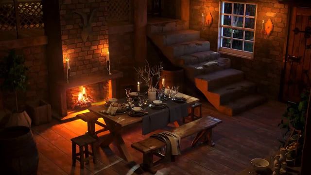 Уютная дождливая ночь со звуками дождя и потрескивающим камином для сна и отдыха смотреть онлайн