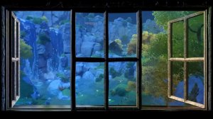 Anime Waterfall Sunrise, Sunset 4k Fake Window
