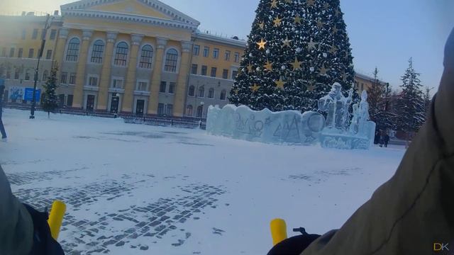 Велопрогулка. 1 Января. Площадь Новособорная. Центр города.