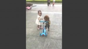 Пудель украл скутер у малыша