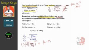 3D AYT Kimya Soru Bankası Bölüm-3 Test-1 Soru Çözümleri | 2022