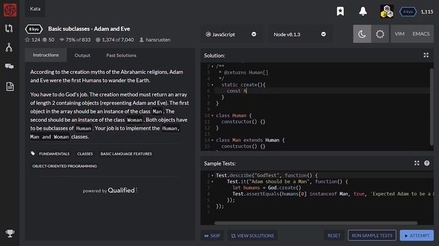 Basic subclasses - Adam and Eve (8kyu): Codewars (TDD in JavaScript) смотреть онлайн
