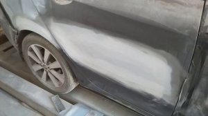Киа Рио убираем царапину по борту за один день