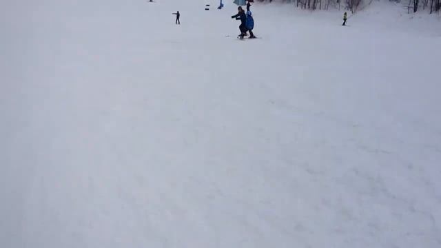 Горные лыжи. Обучение детей. Техника поворотов на параллельных лыжах. Спуск плугом. 18.02.2017