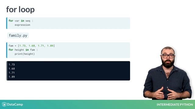 Intermediate Python: for loop