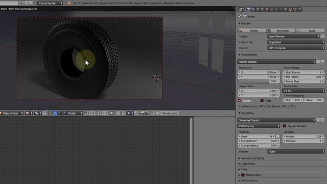 Уроки по Blender. Урок 3-10. Моделинг покрышки. Cycles Render, материал, свет. смотреть онлайн