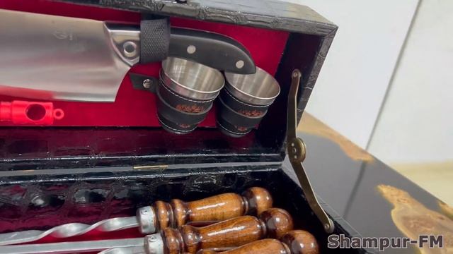 Набор для шашлыка в кейсе ЭКО (красный велюр). Шашлычные наборы от grills-factory смотреть онлайн