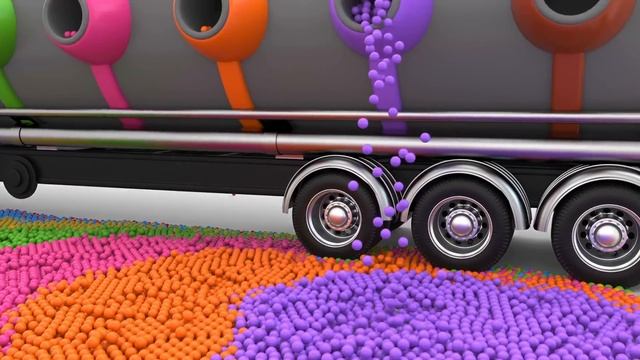 Colors for Children to Learn with Truck Transporter Toy Street Vehicles - Educational Videos смотреть онлайн