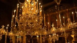Афон Ночное  Богослужение Раскачивающееся паникадило