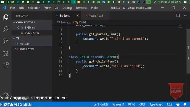 Typescript Tutorials in Hindi part 12 | Inheritance in typescript| in Hindi/Urdu